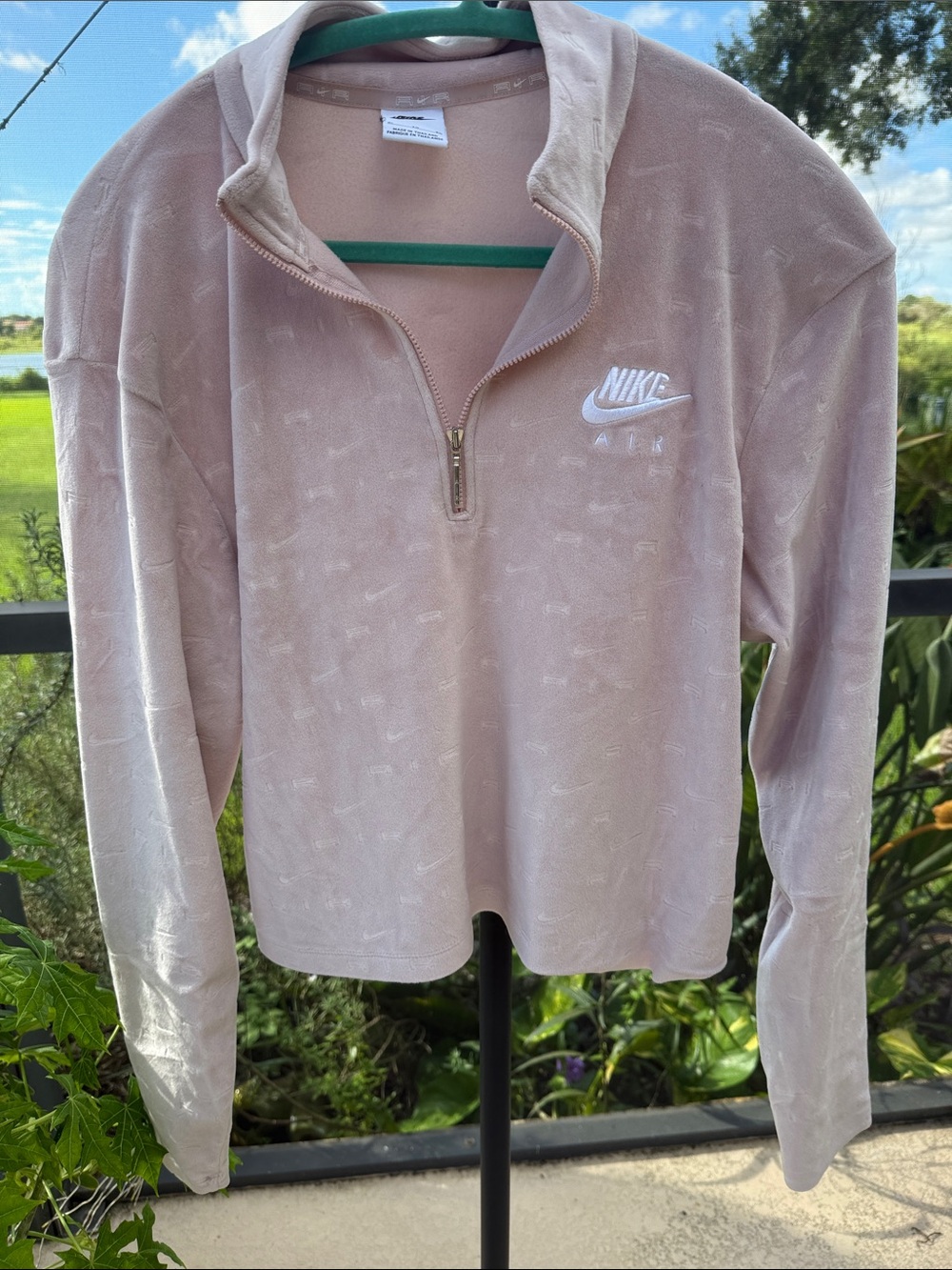 Nike Air Women's Blush Quarter-Zip velour Pullover Sweatshirt